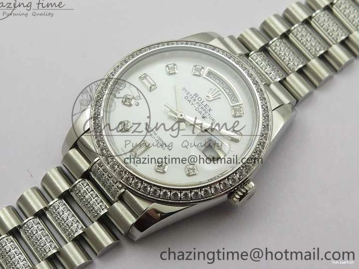 President Dial Crystal SS White Crystal Bracelet MOP on Best SS 128239 Edition Day-Date 36mm Marker A2836 BP 0117
